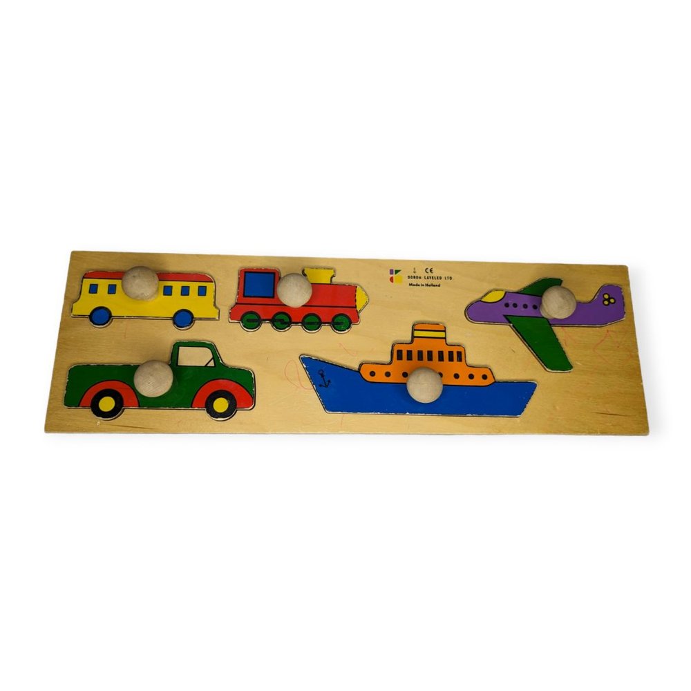 Vintage Doron Layeled Ltd Large Wooden Nob Transportation Puzzle